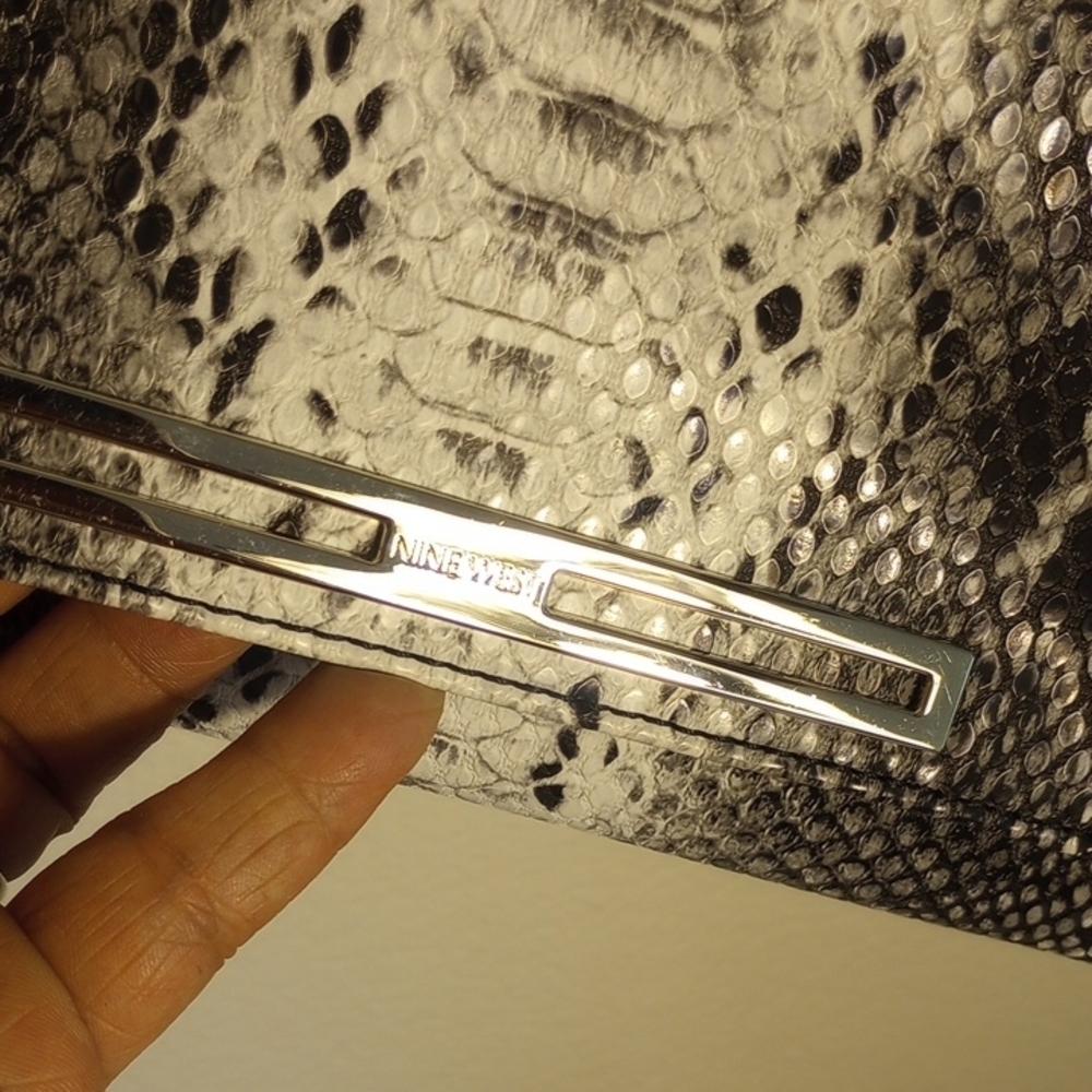 Nine West Black and Gray Snakeskin Clutch